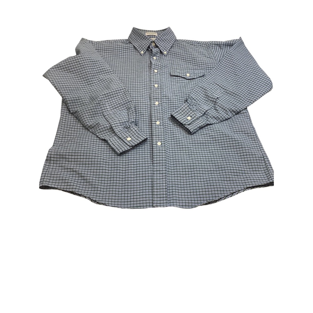 LL‎ Bean Men Vintage Plaid Button Down Green/Blue 17-35 (XL-Tall)Made in USA